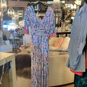 Lilly Pulitzer Blue and Pink Maxi Dress